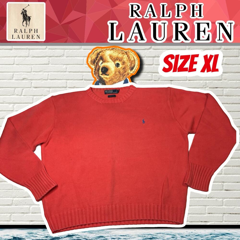 Polo Ralph Lauren Cable Knit Sweater Size XL Red Long Sleeve